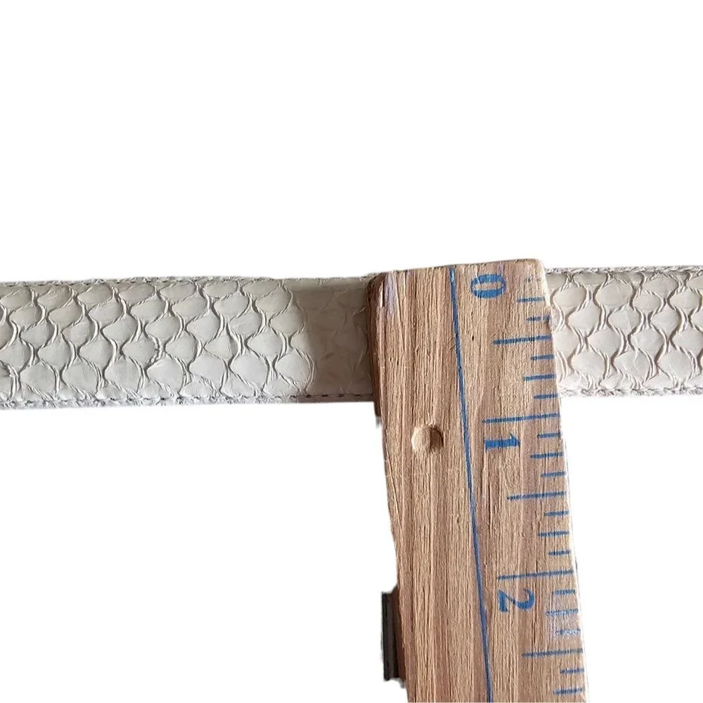 Liz Claiborne Genuine Snakeskin Belt Gold Wing Buckle Vintage 80s Glam Sz M Rare
